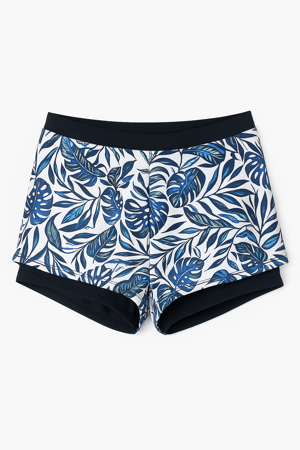 Tropical Long Sleeve Swim Set – Navy & Blue Leaf Print