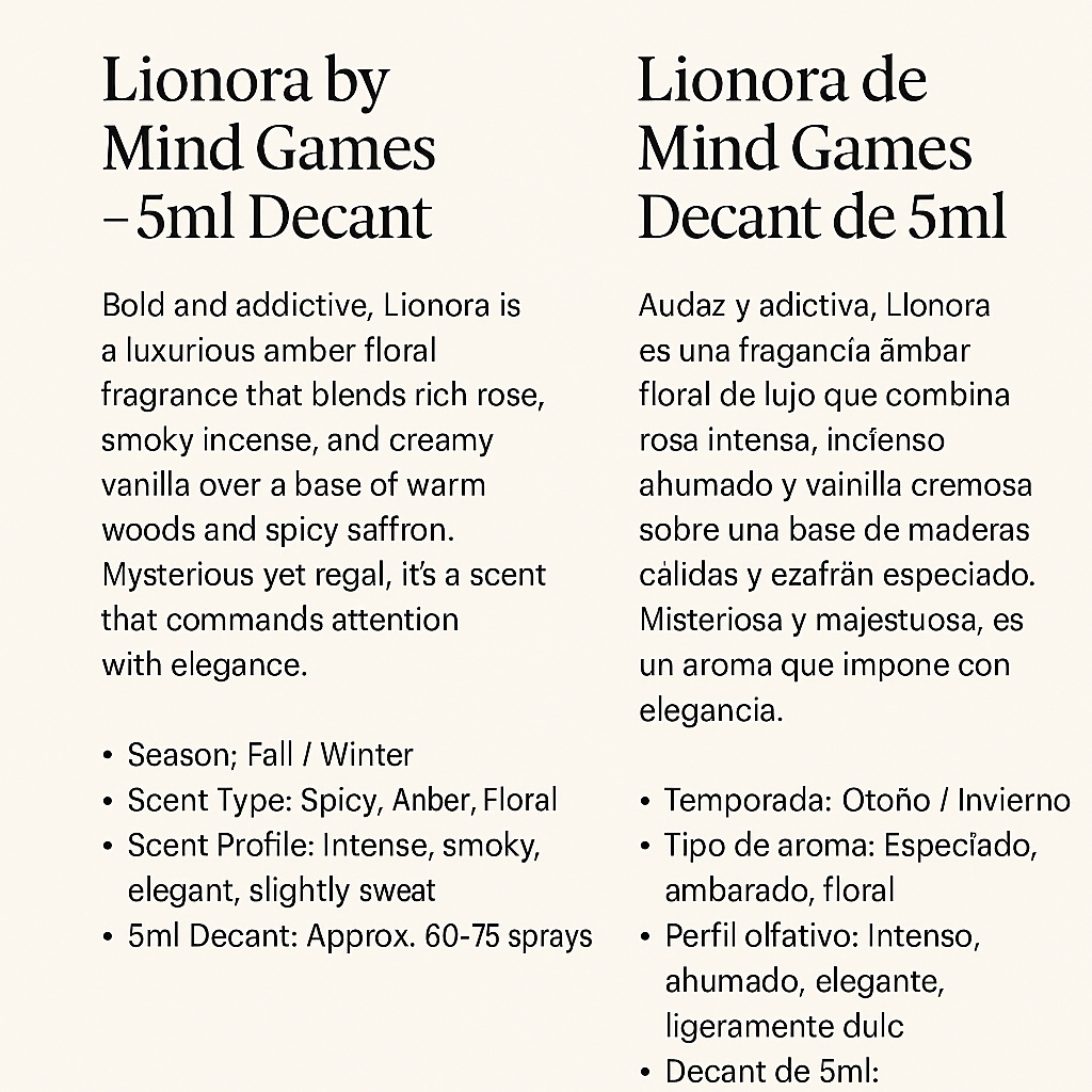 Lionora by Mind Games - Extrait de parfum
